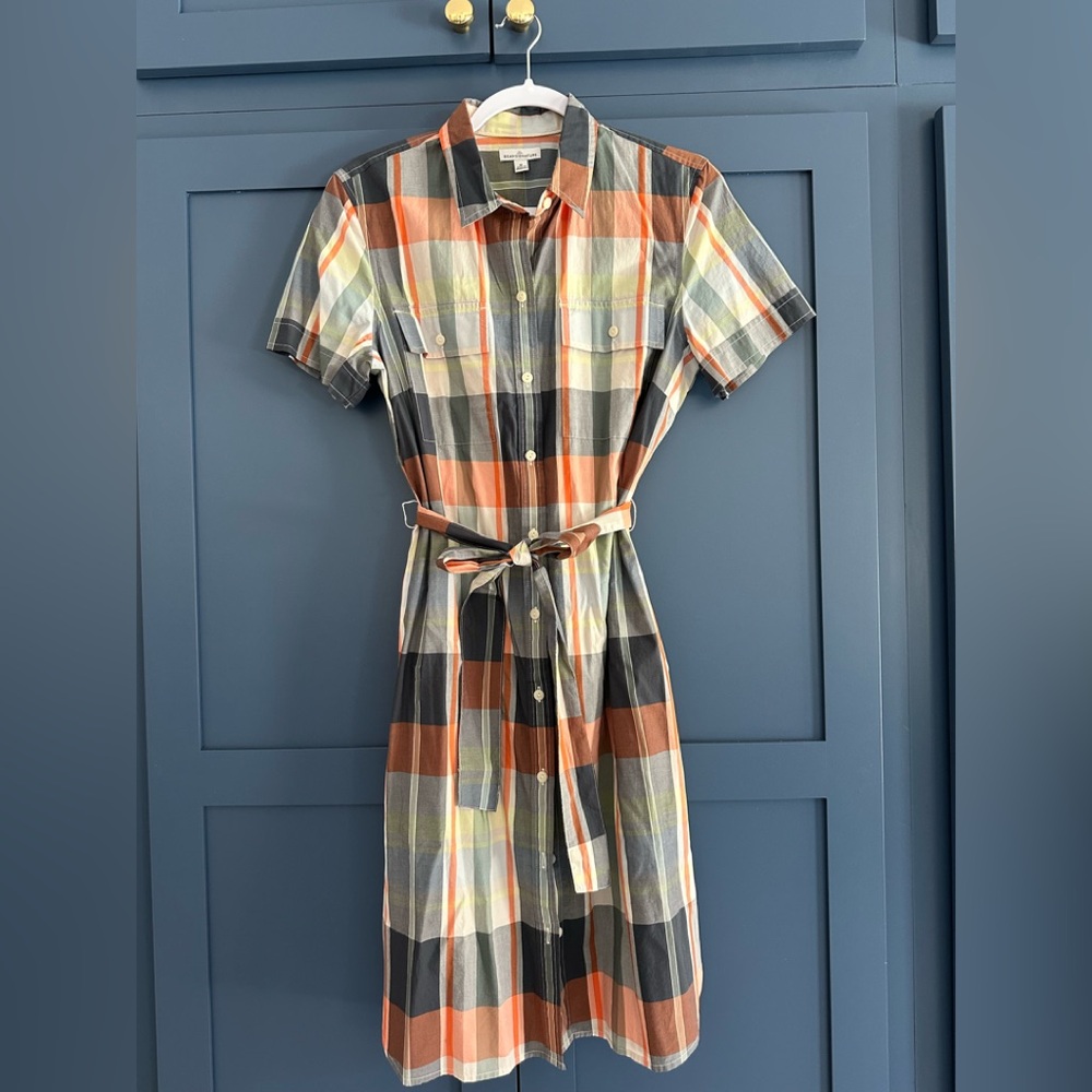 LL Bean Multicolor Plaid Midi Dress